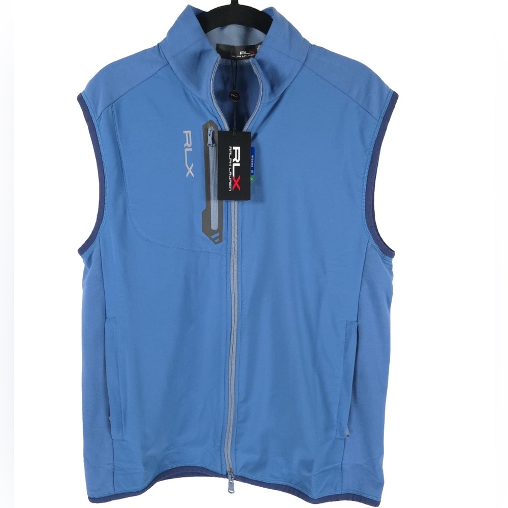 NWT RLX RALPH LAUREN GOLF Mock Neck Full Zip Wicking Tech Terry Hybrid Vest Sz S